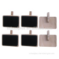 Mini wooden ablong clips / wood memo paper clip with blackboard